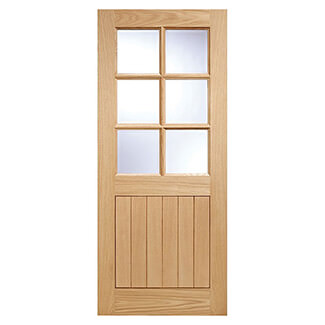 LPD Cottage Un-Finished Oak 1-Panel 6-Lights External Clear Glazed Door