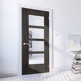 Deanta Montreal Pre-Finished Dark Grey Ash 6-Panels 4-Lights Internal Glazed Door