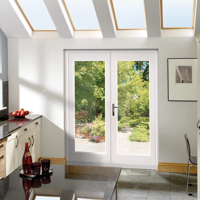 XL Joinery La Porte Pre-Finished White External French Door And Chrome Hardware